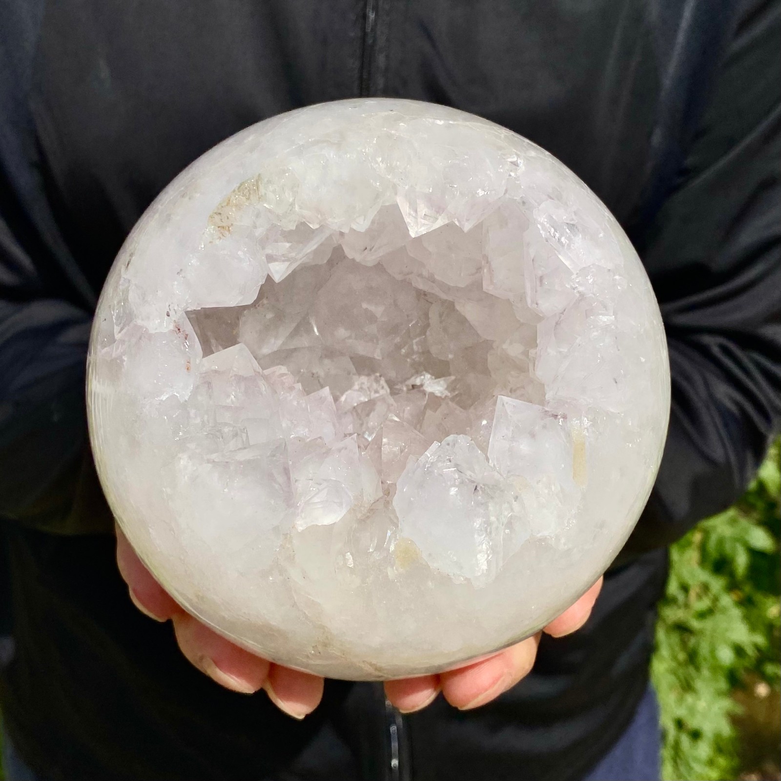 4.1LB Natural Agate Open Smile Sphere Amethyst Geode Healing Wealth Crystal Dec