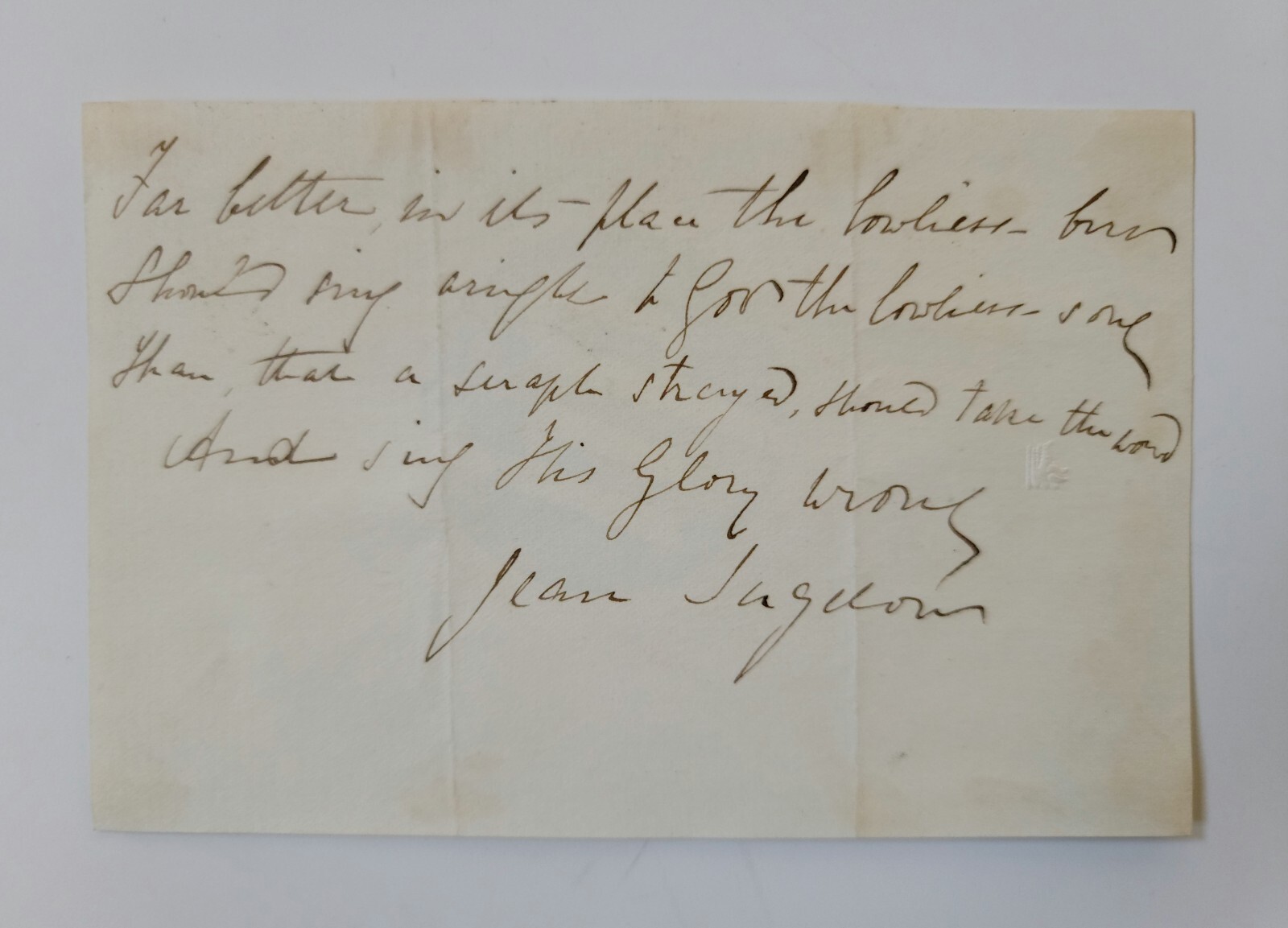 1800s Jean Ingelow Hand Written Poem English Poet Novelist Signature