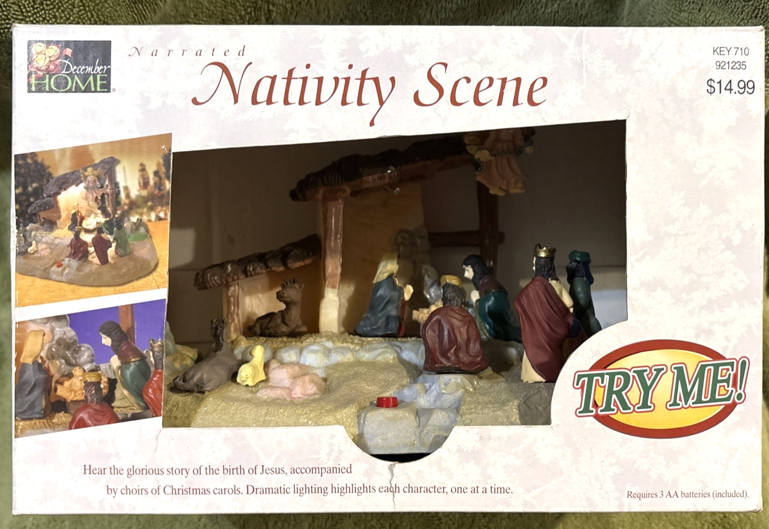 Vintage 1999 Light Up Narrated & Musical Nativity Scene w/Original Box- works