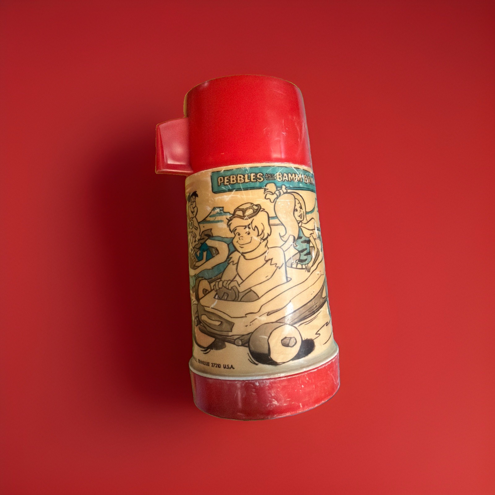 Vintage 1971 Flintstones Pebbles and Bamm Bamm Thermos Aladdin No. 3710 INTACT