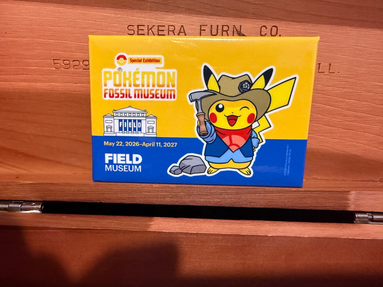 Pokemon Fossil Field Museum Excavator Pikachu Badge