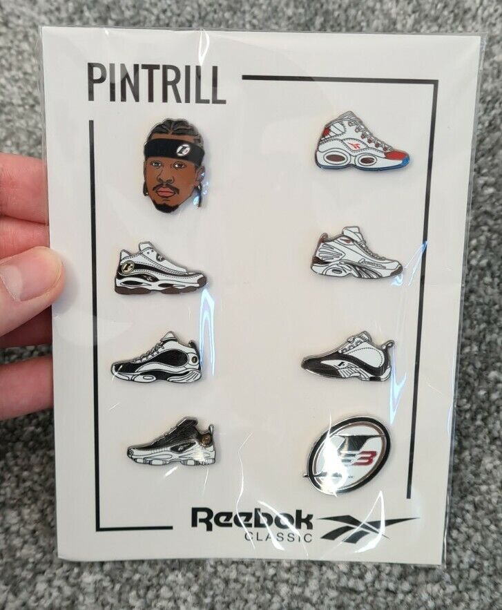 Pintrill Pin Badge Set of 8 Allen Iverson Reebok Question Mid Sealed New 