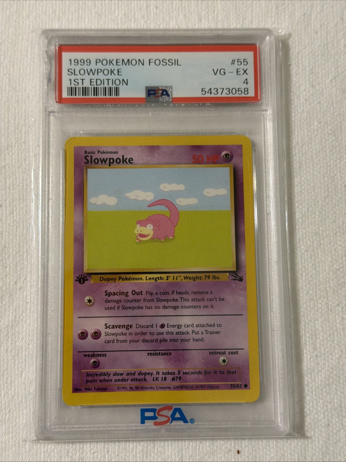 PSA 4 - 1st Edition - Slowpoke - 55/62 - Fossil 1999 - Pokemon - LOW POP