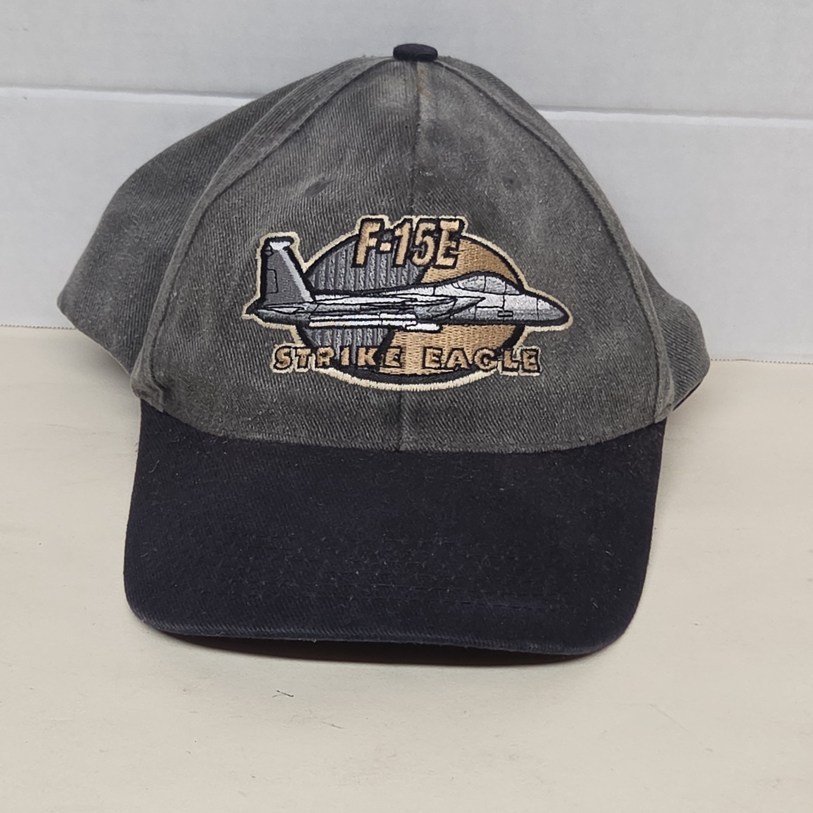 Vintage Boeing F-15E Strike Eagle Adjustable Baseball Cap Hat Gray/Black