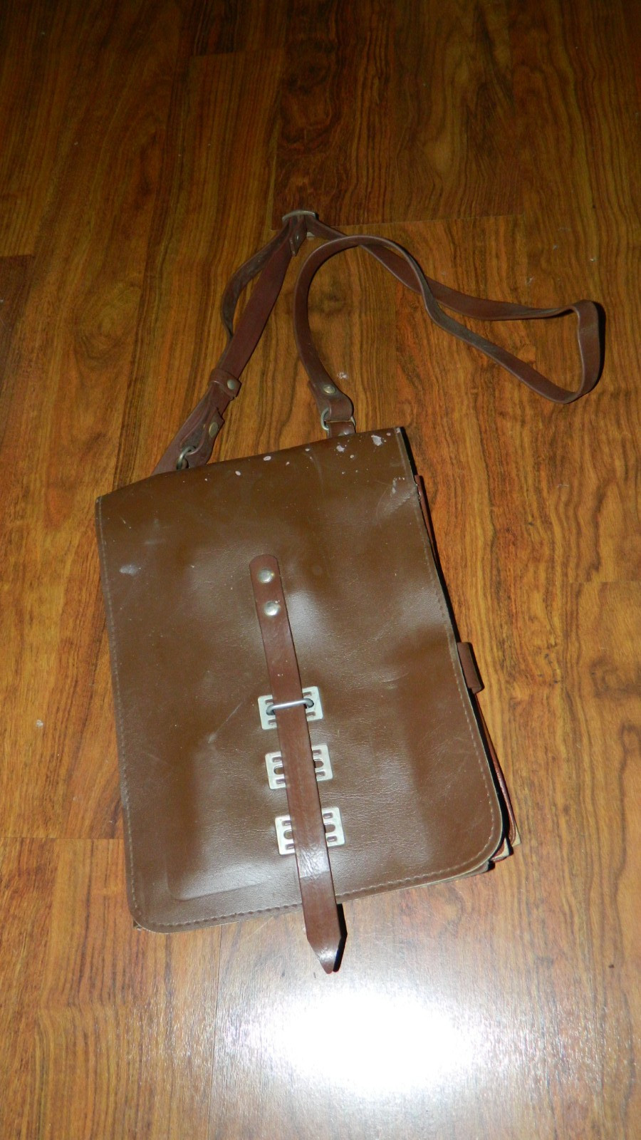 Genuine East German Brown Vinyl Map Case Bag Very Good Condition