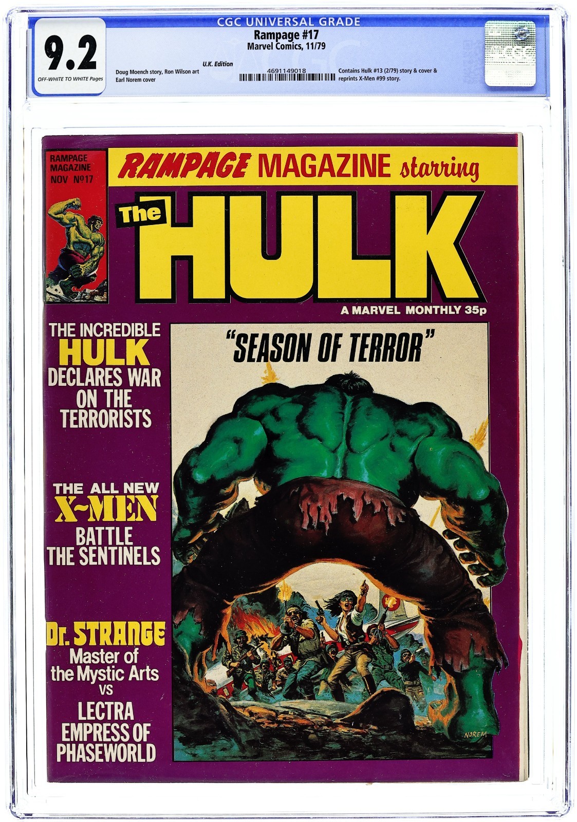 Rampage Monthly Magazine #17 Rampaging Hulk - 1979 - CGC 9.2 - Earl Norem