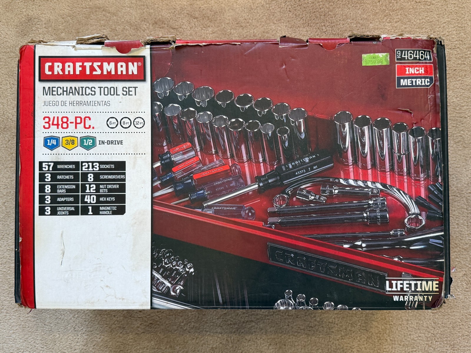 Sears Craftsman USA Nos  348 Piece Mechanics Tool Set 46464