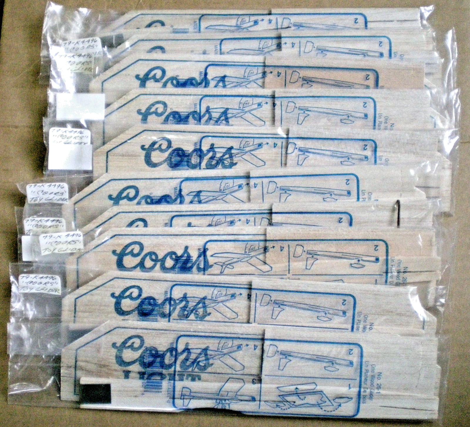 COORS LIGHT BEER Promotional Balsa Wood Glider Planes ~ 10 pieces ~ Older Stock