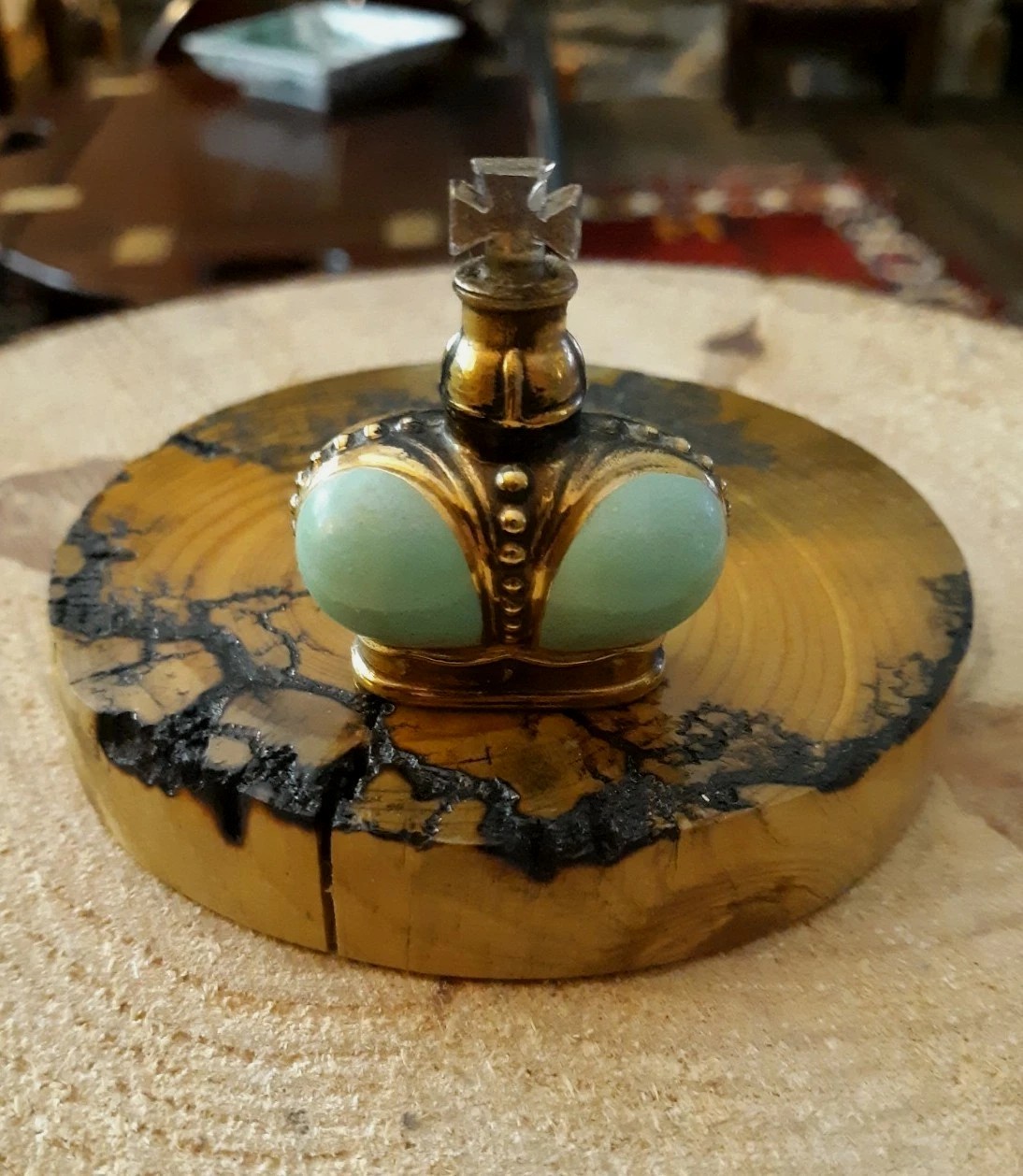 Vintage Prince Matchabelli Mini Perfume Bottle Jadeite Green~Empty FRANCE 