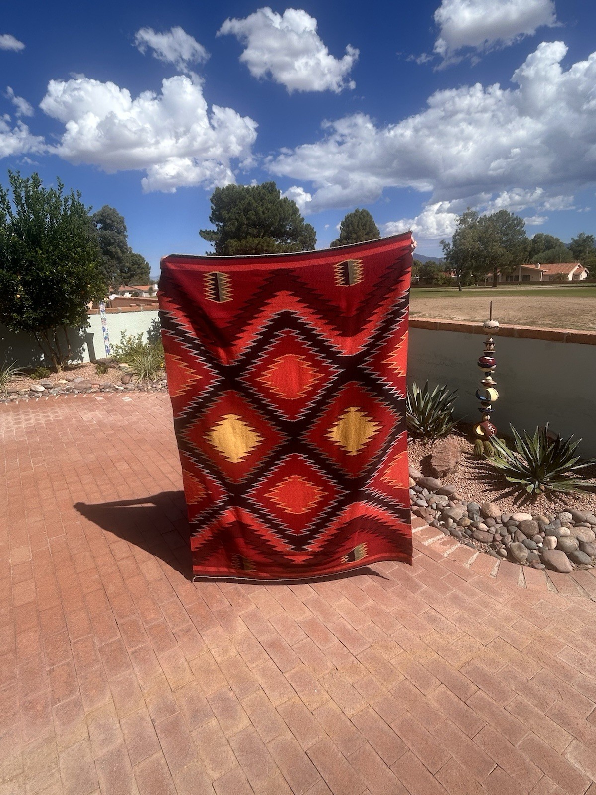 LARGE NAVAJO BLANKET TRANSITIONAL PERIOD 1890-1900  EYE DAZZLER GERMANTOWN ?