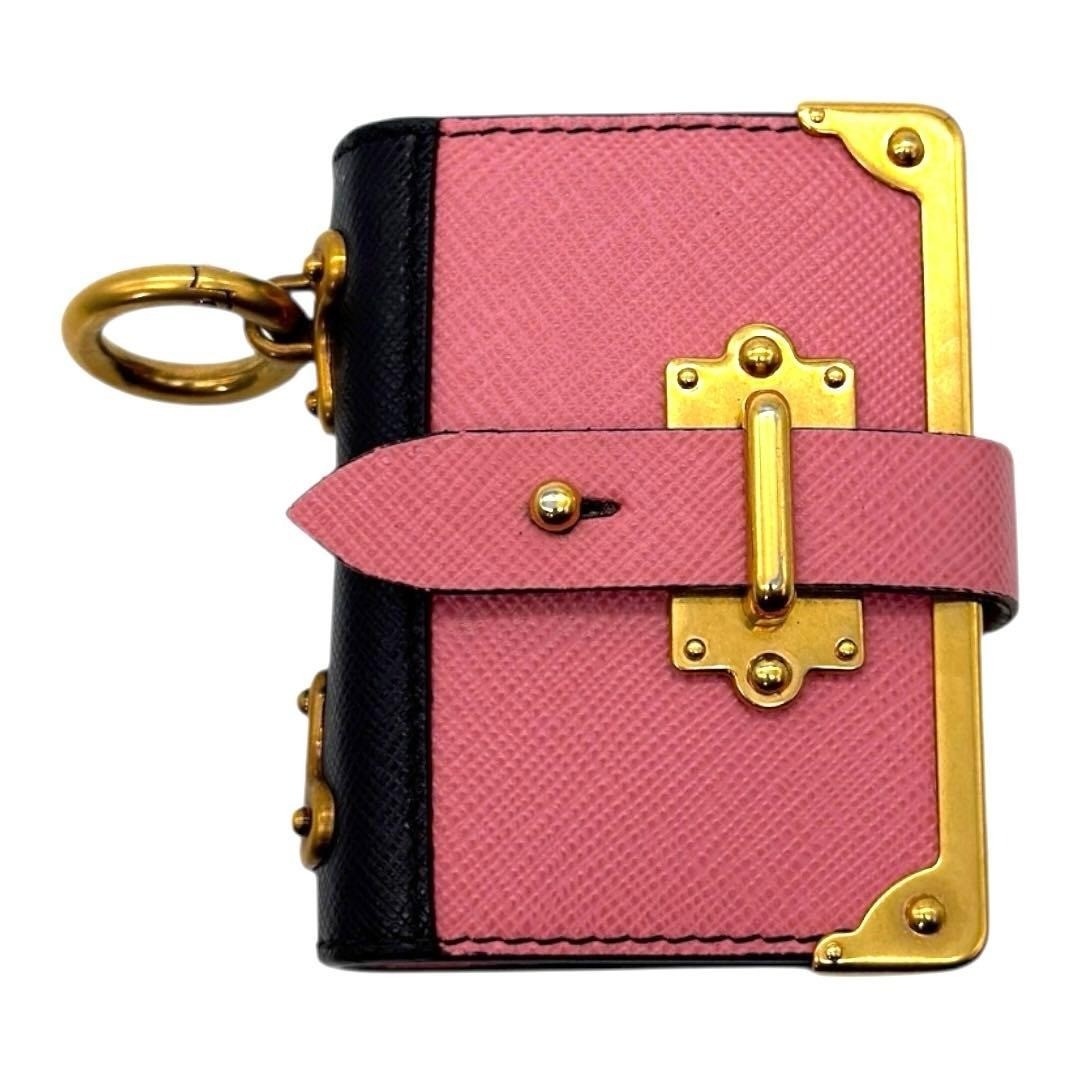 Prada Memo Stationery Cahier Trick Mini Key Charm Leather Pink Authentic