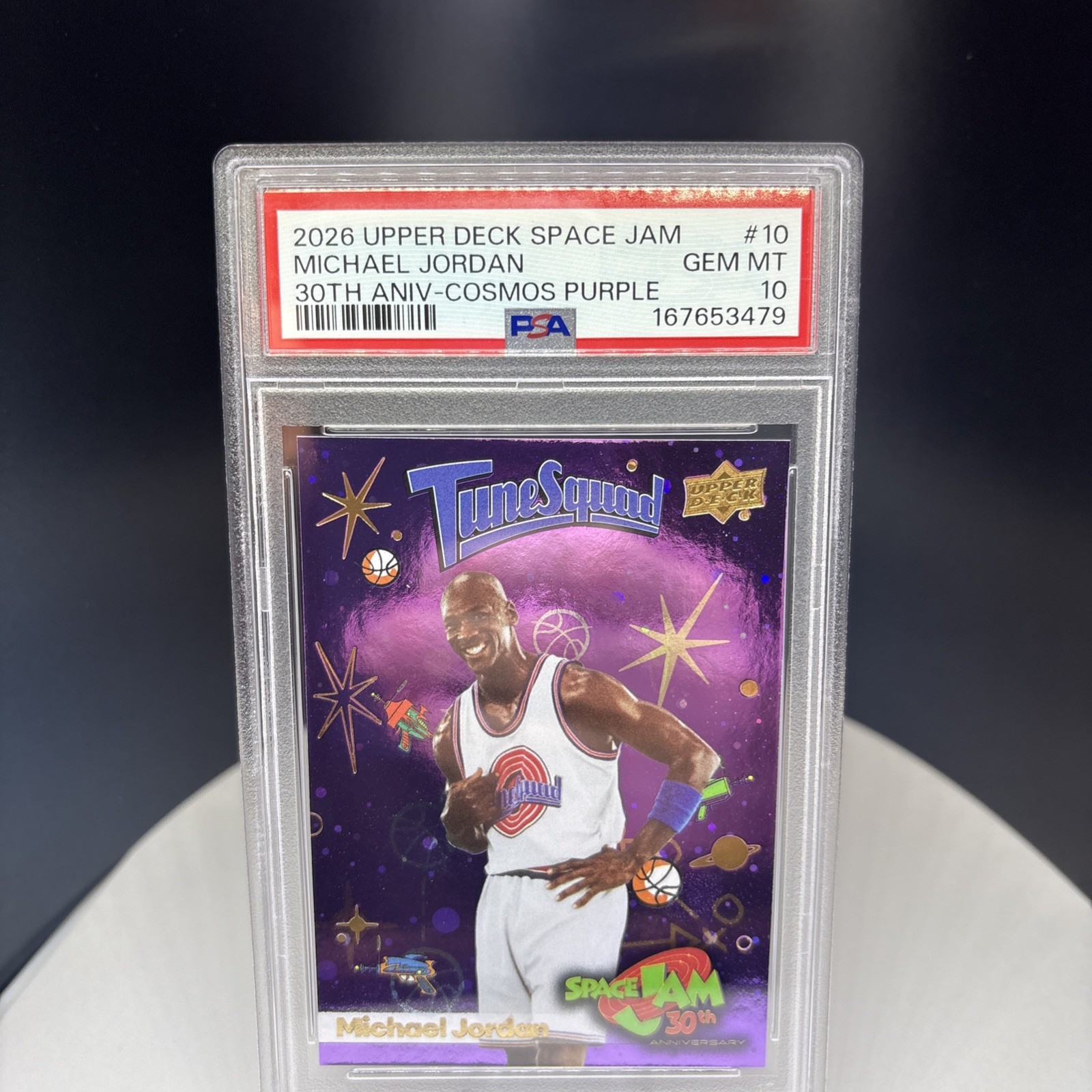 2026 UD SPACE JAM 30TH ANNIVERSARY COSMOS PURPLE #10 MICHAEL JORDAN PSA 10