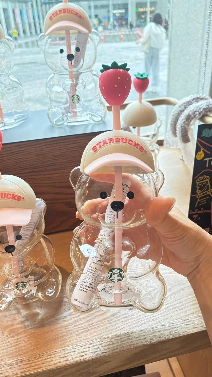 NEW 2026 Starbucks Bearista Bear Cup Tumbler Strawberry Topper Baseball Cap