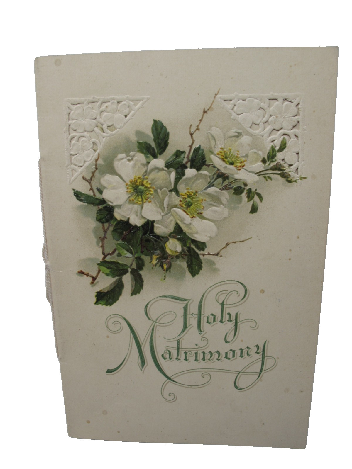 Antique c1900 Catholic Wedding Souvenir Stakalta Chillicothe OH Embossed Floral