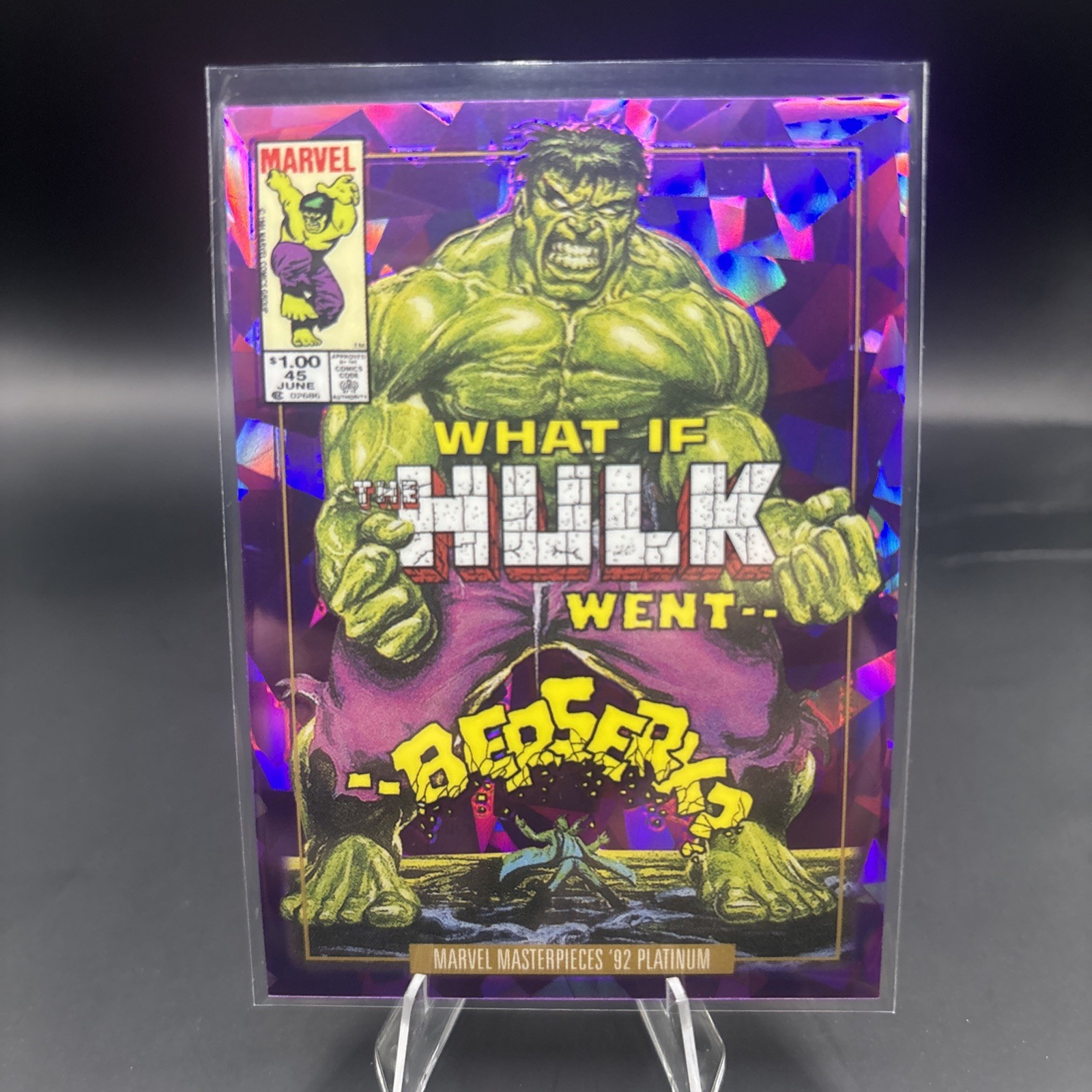 2024 Marvel Masterpieces \'92 Platinum HULK #32V Purple Crystals VC /25