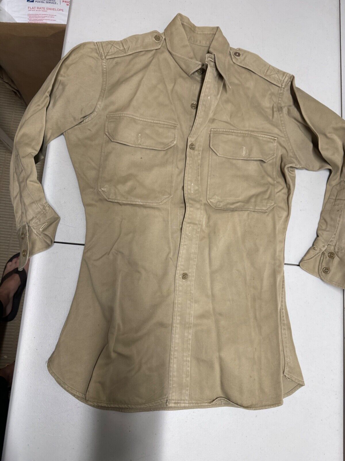 Vintage U.S. Army Military Kahki Tan Uniform Shirt