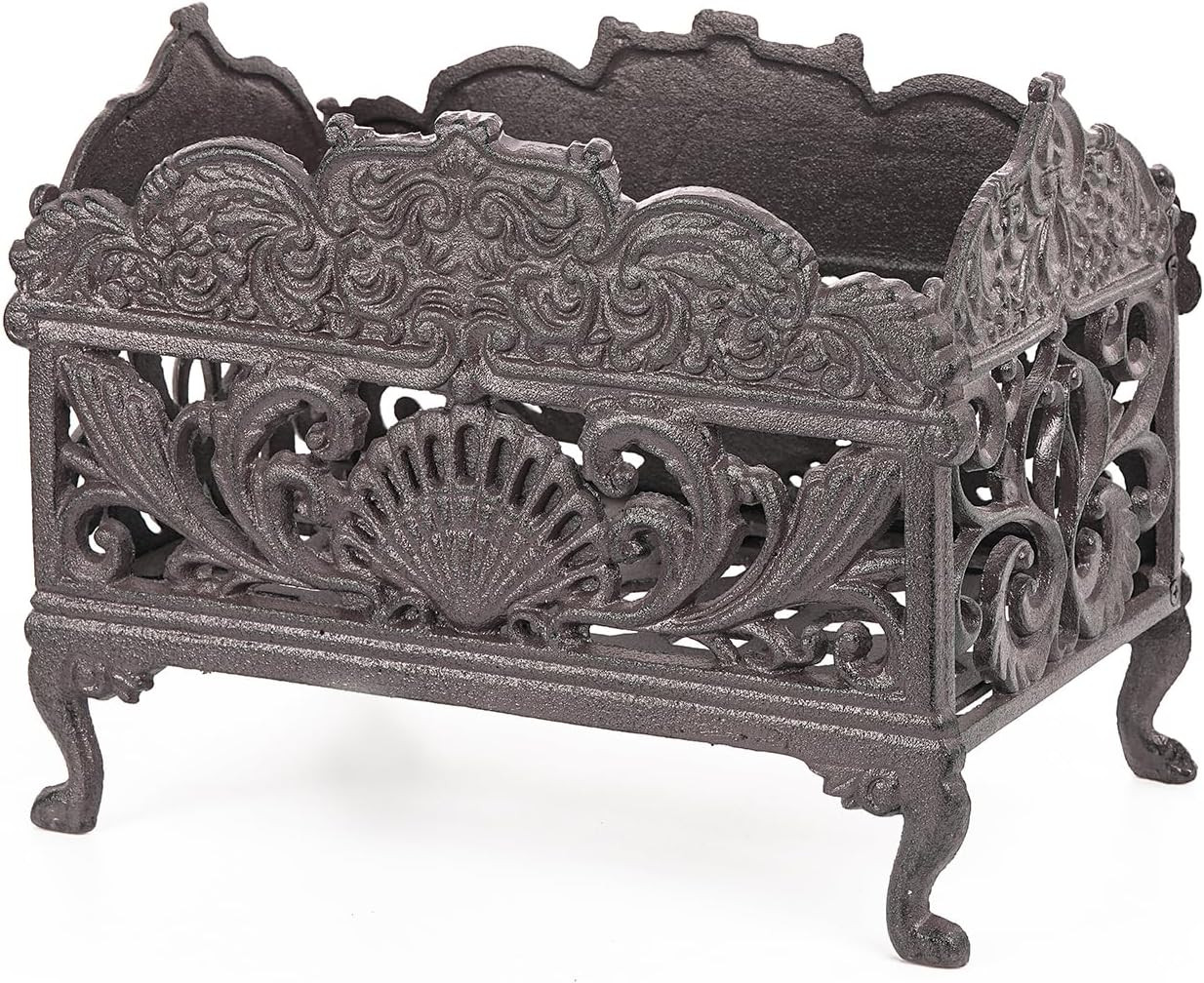 Rustic Dark Brown Vintage Cast Iron Storage Basket for Home Decor