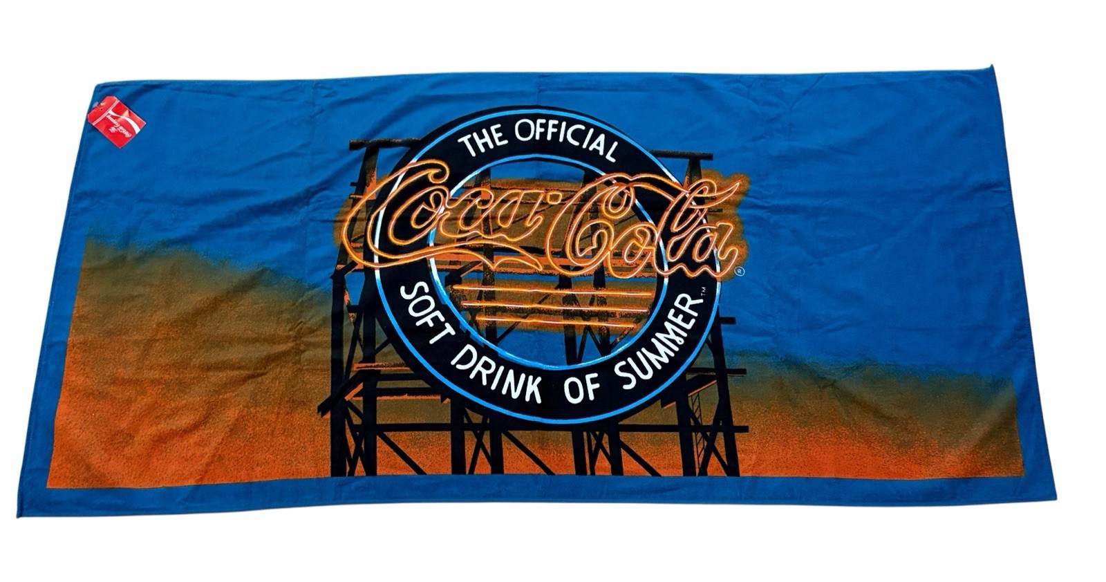 VTG NWT Coca Cola Neon Sign Beach Towel 1989 The Official Soft Drink of Summer