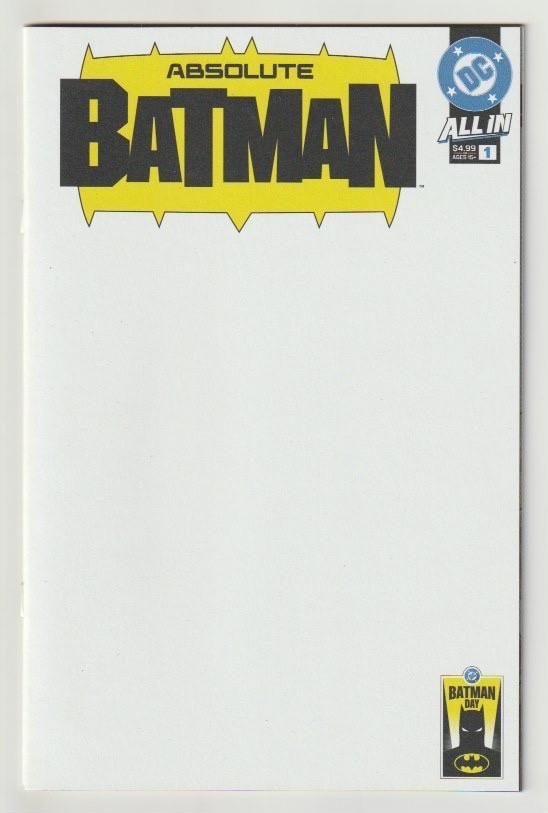 DC Absolute Batman #1 (2025)  Batman Day Blank Sketch Cover Variant NM+