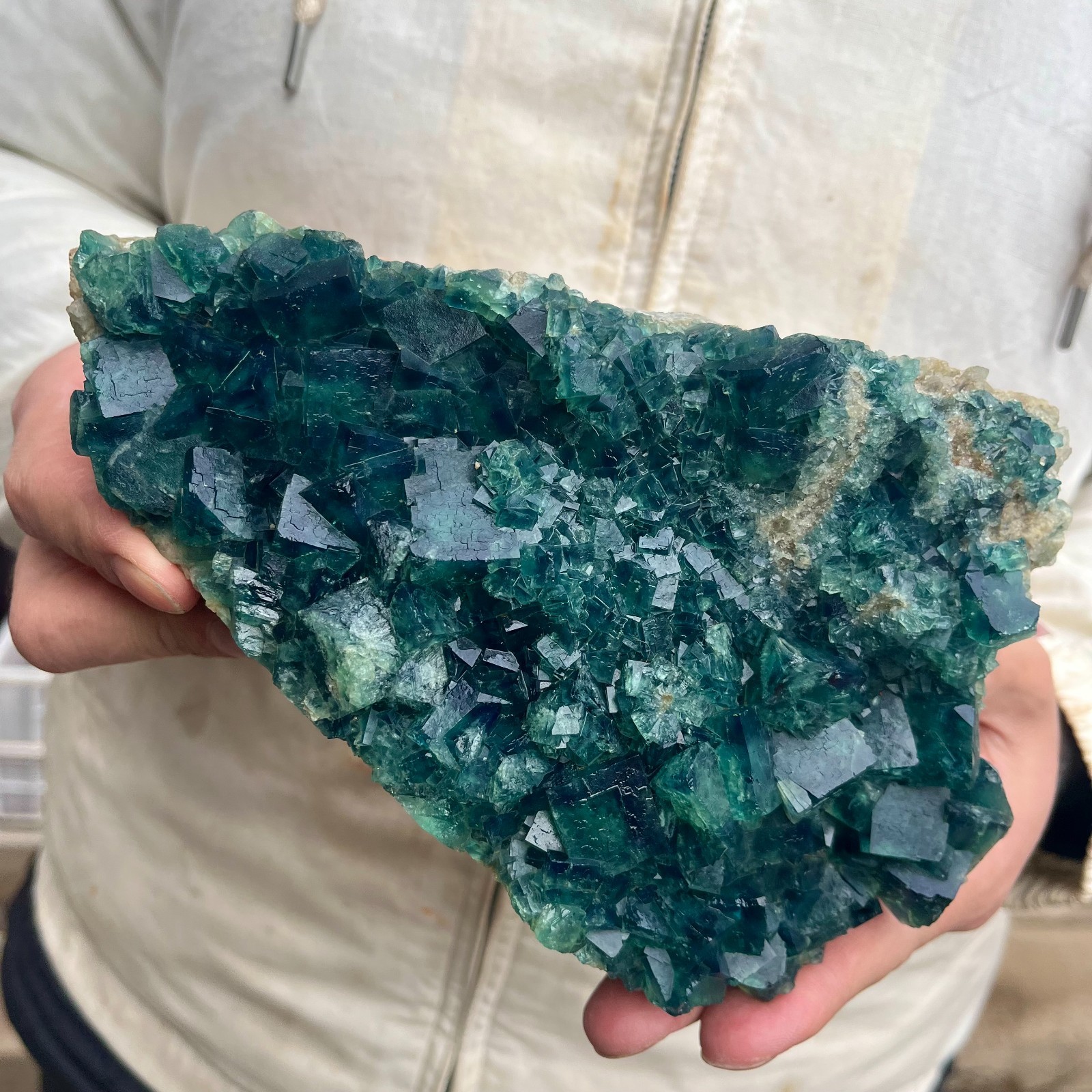 3.5LB  Natural cubic green fluorite crystal cluster rough mineral specimen