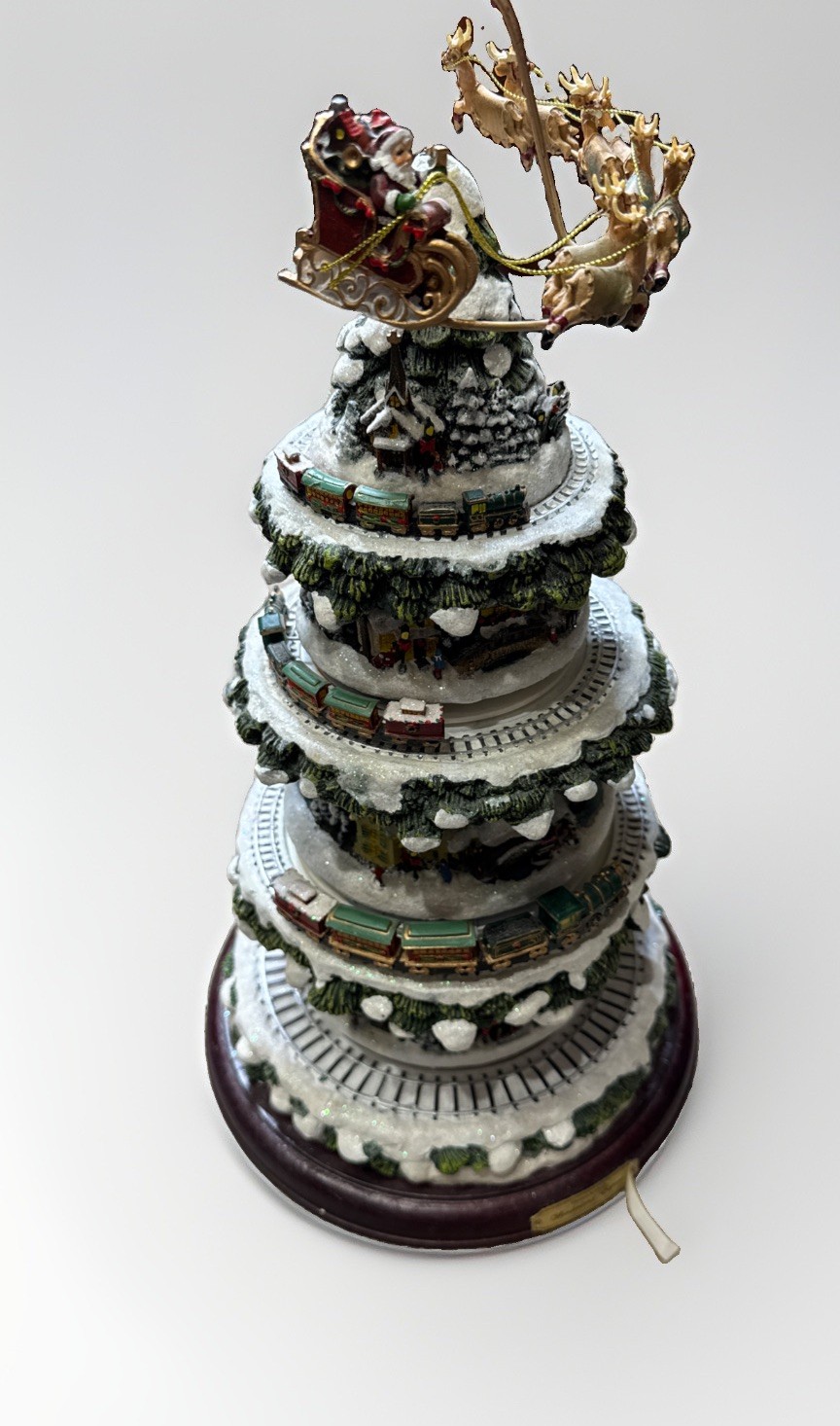 Bradford Exchange Thomas Kinkade Wonderland Express Tree trains Santa Video*