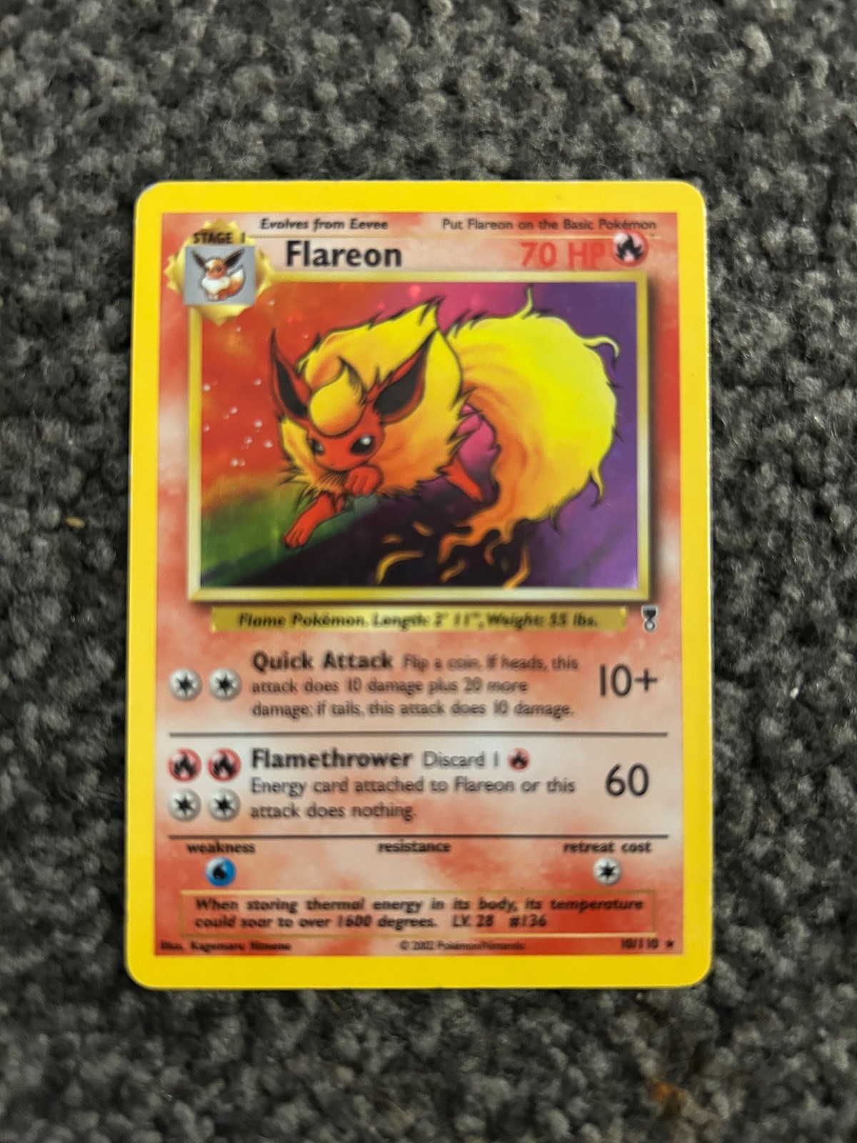 Flareon 10/110 Holo Rare 2002 Pokemon Legendary Collection WOTC Vintage