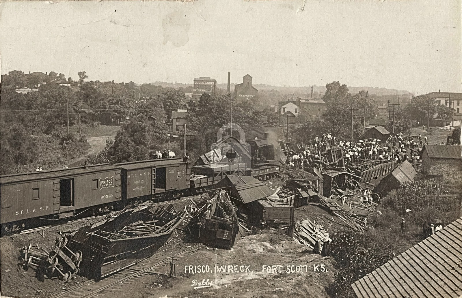 Fort Scott KS Frisco Wreck train mailed 1907 RPPC Photo Postcard COPY
