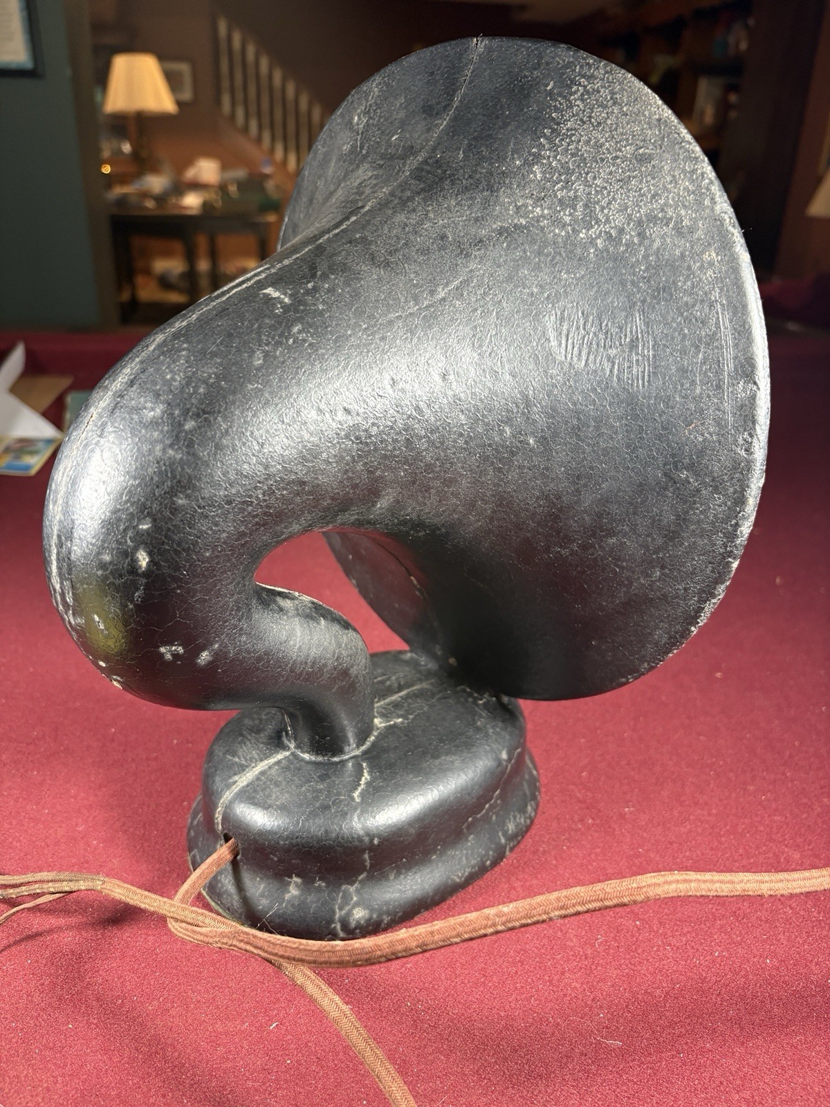 Post WWI Type C Black Horn Radio Speaker of Molded Wood Pulp, American Art Clay