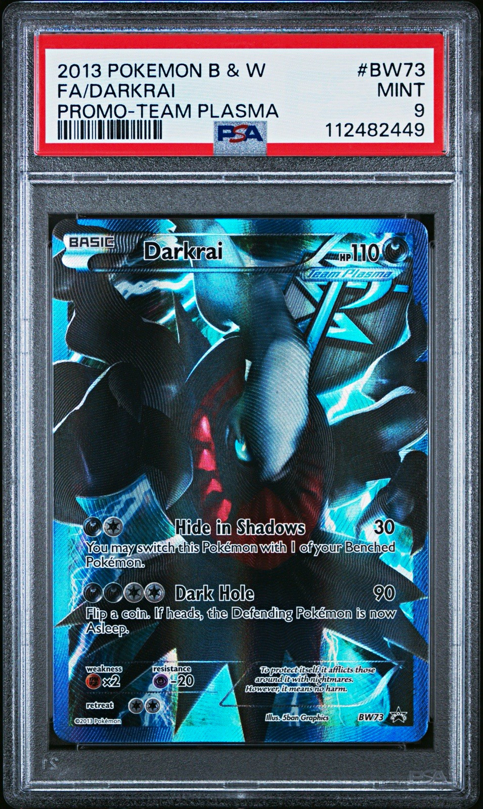 Darkrai BW73 PSA 9 2013 Pokémon Black & White Promo Full Art Team Plasma Holo