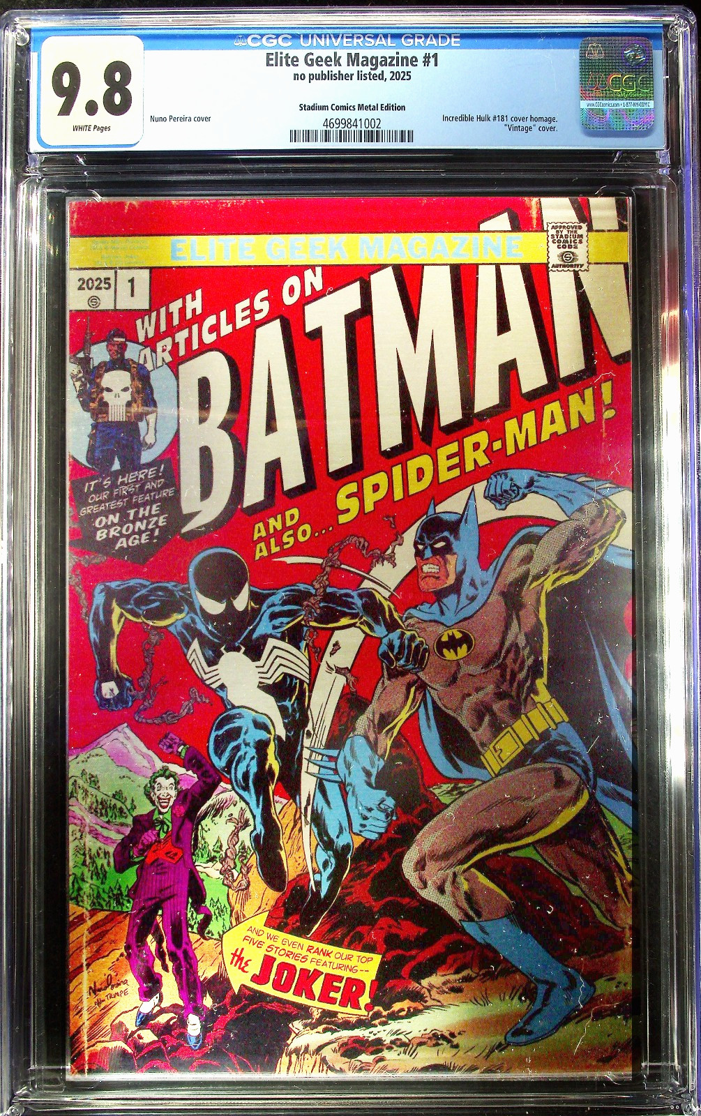 Elite Geek Magazine #1 (2025) CGC 9.8 Batman vs Spider-Man Hulk 181 Metal LTD 25