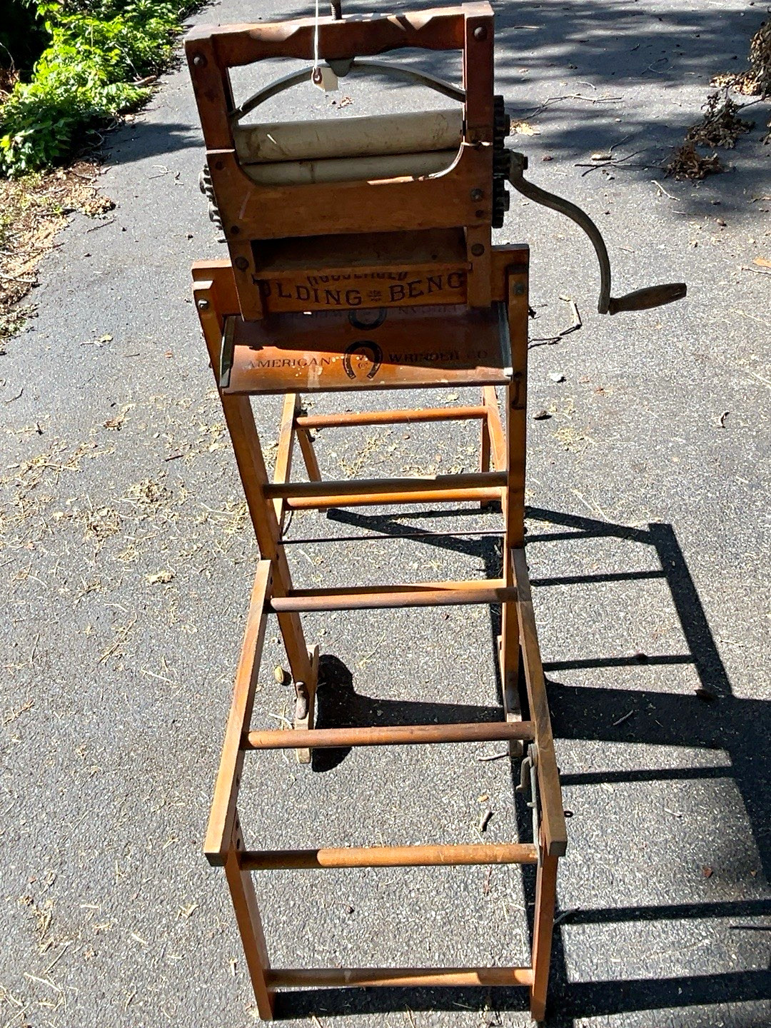 Antique c1900 American Wringer Co Household Folding Bench Clothes Wringer NY