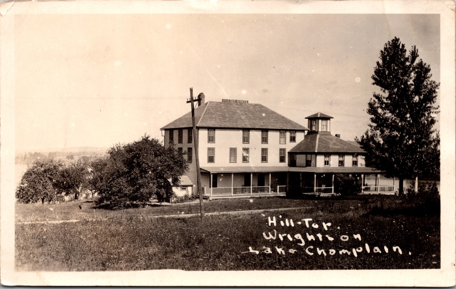 Hill Top House Wright New York Lake Champlain Real Photo Postcard Hotel