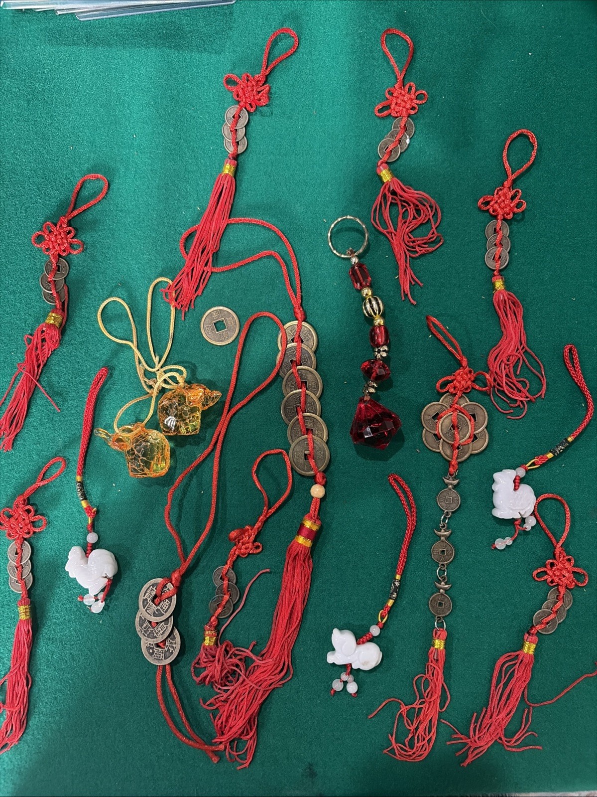 SET OF 15 FENG SHUI GOOD LUCK CHARMS  CHINESE ZODIAC ANIMALS AND COINS￼