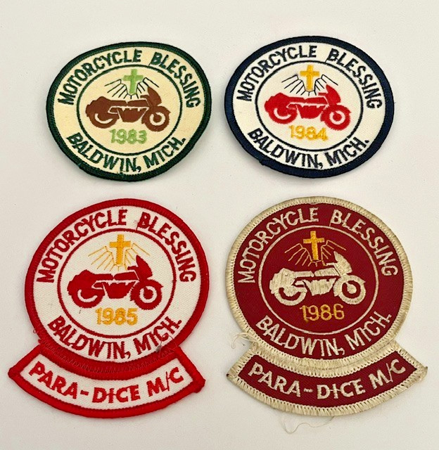Vintage 1983-1986 Blessing Of The Bikes Patches Baldwin Michigan Para-Dice MC Vintage 1983-1986 Blessing Of The Bikes Patches Baldwin Michigan Para-Dice MC