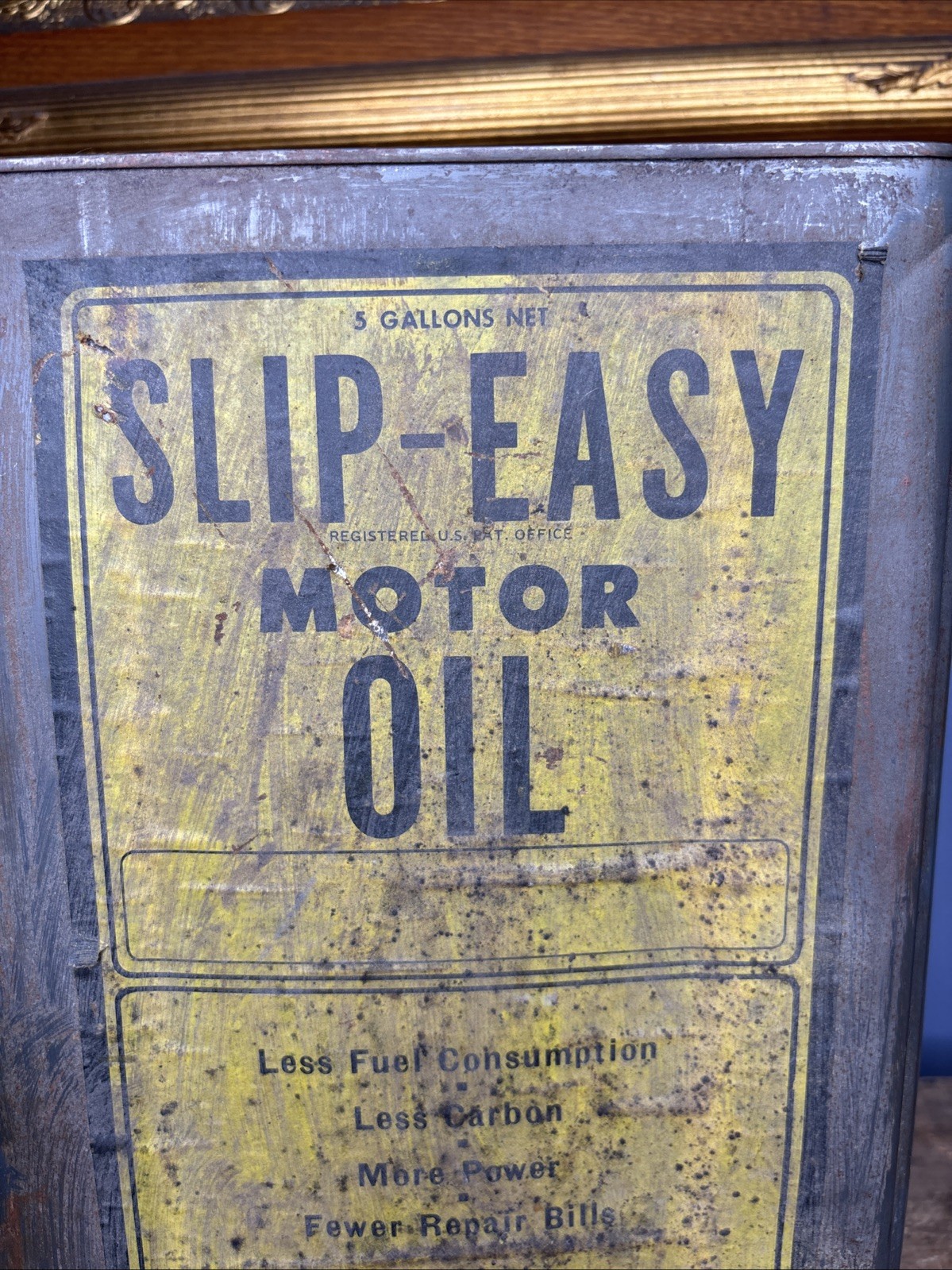 Antique Original RARE Slip-Easy Motor Oil 5-Gallon Oil Can Tonawanda Buffalo NY