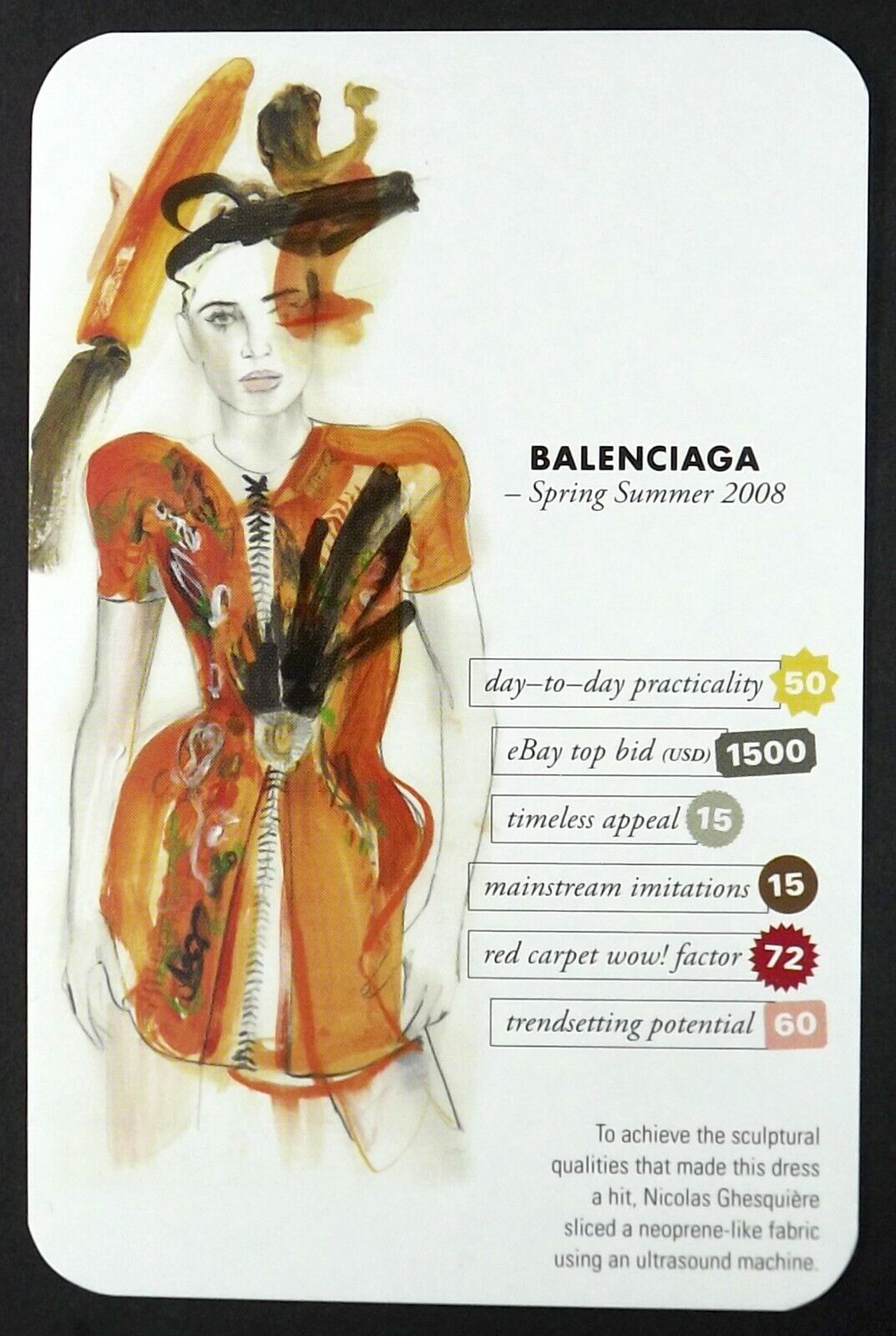 1 x card Fashion Balenciaga Spring Summer 2008 Nicolas Ghesquiere FC1