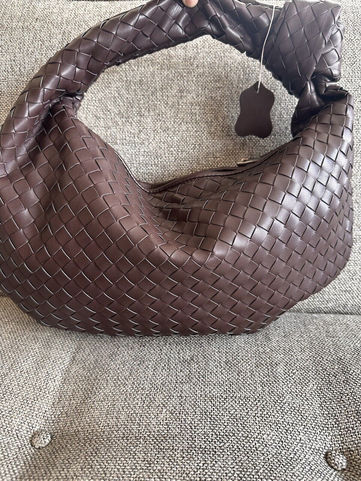 Woven Genuine Leather Brown Purse Bag Bottega Teen Jodie Dupe Chocolate NWT