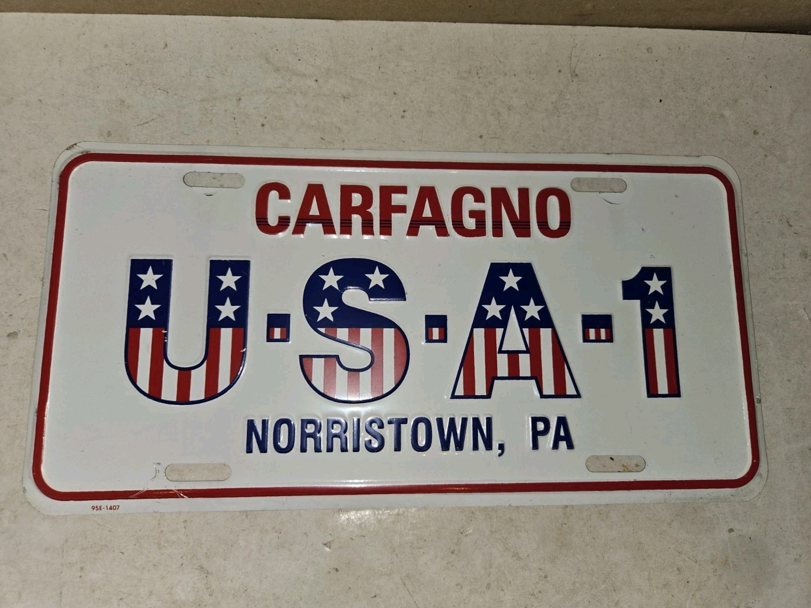 Vintage 70s/80s U.S.A.-1 Carfagno,Norristown,Red,White,Blue Chevy License Plate
