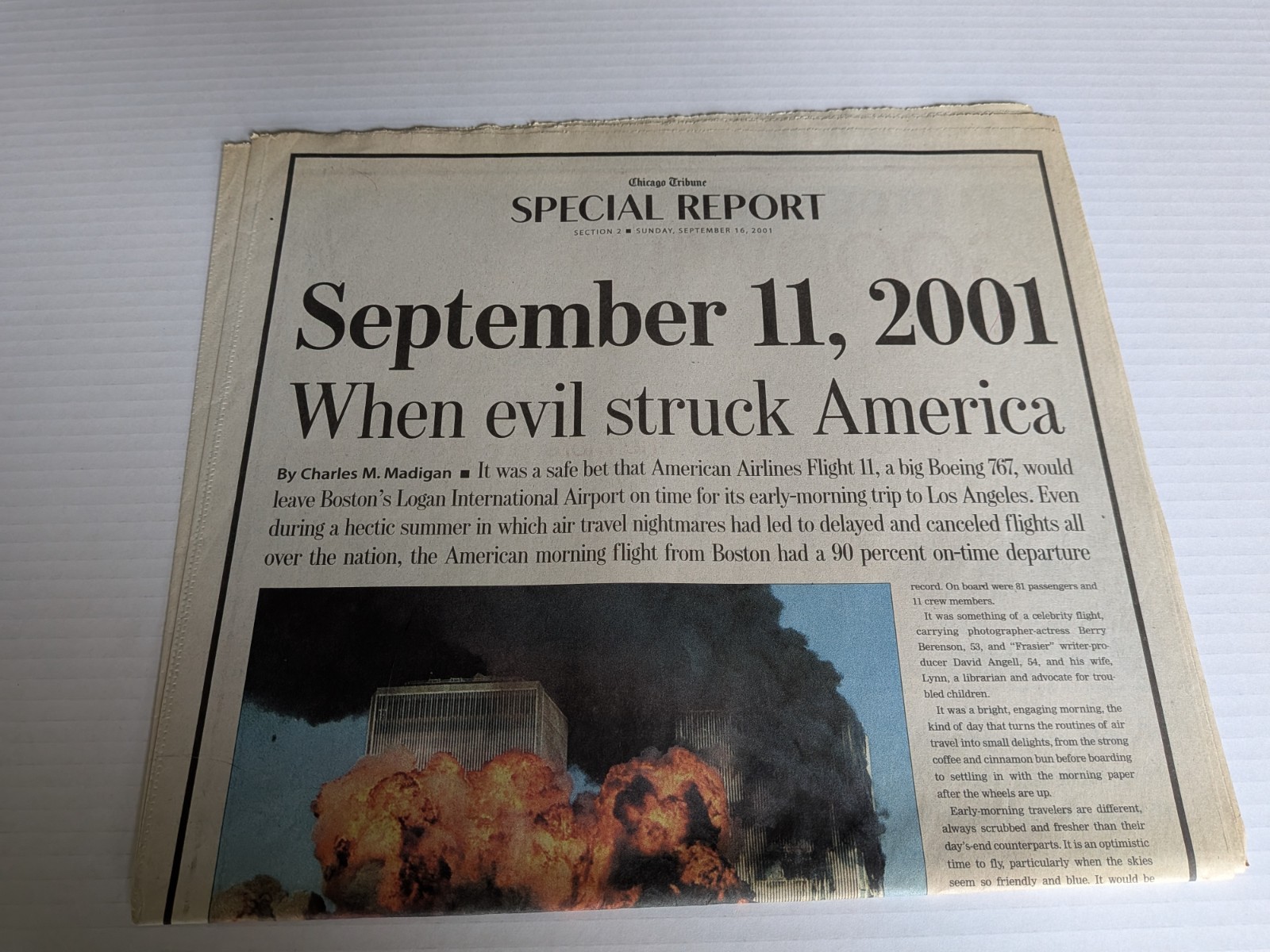 Chicago Tribune Special Report - When Evil Struck America 9/11 Printed 9/16/2001