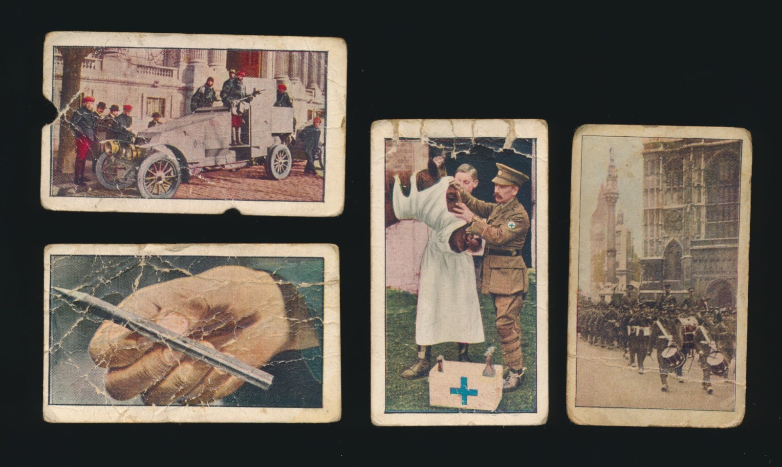 1915 T121 Sweet Caporal Cigarettes WORLD WAR I SCENES -Lot of (4) Different