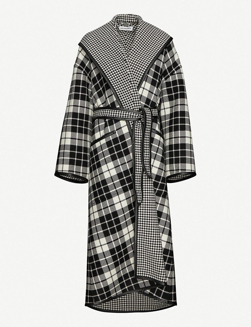 balenciaga tartan wool and cashmere hooded coat jacket size 36 ss2020 $3680