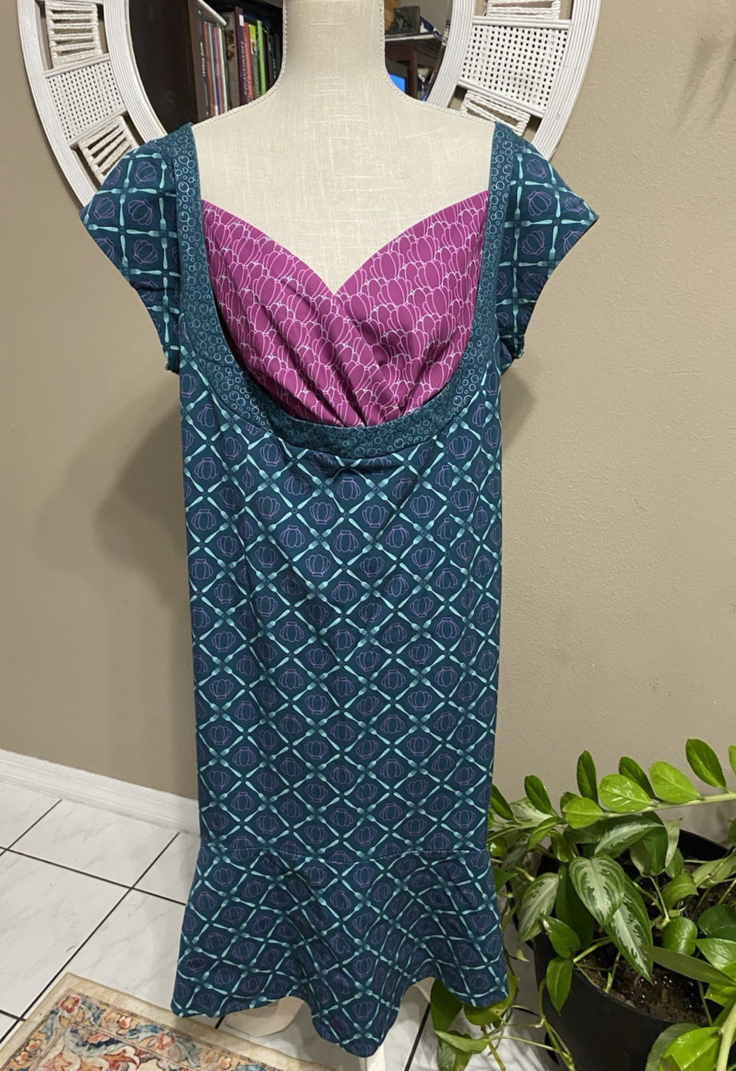 Disney the Dress Shop 2X Ariel Women\'s Plus Teal/Purple Fit & Flare