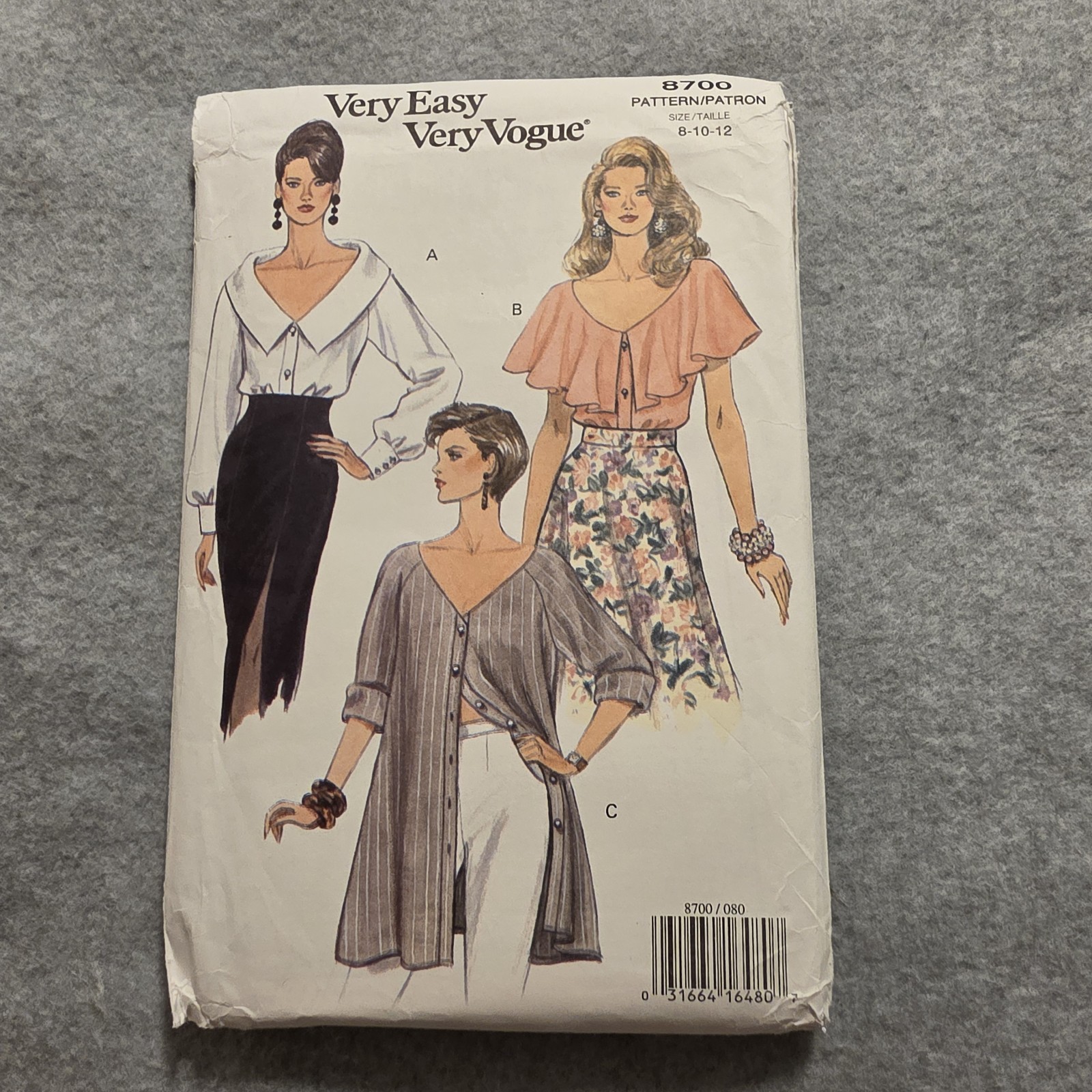 Vogue Very Easy Very Vogue Blouse Sewing Pattern 8700 Sz 8 10 12 Vintage