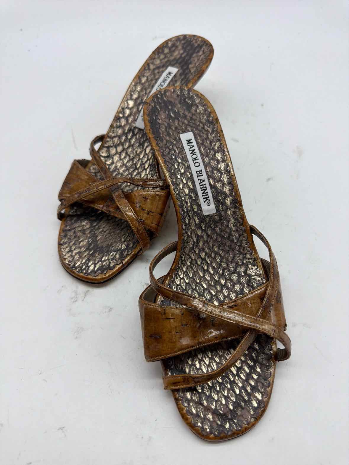 Pre-Owned Manolo Blahnik Brown Size 8.5 Mule Heels
