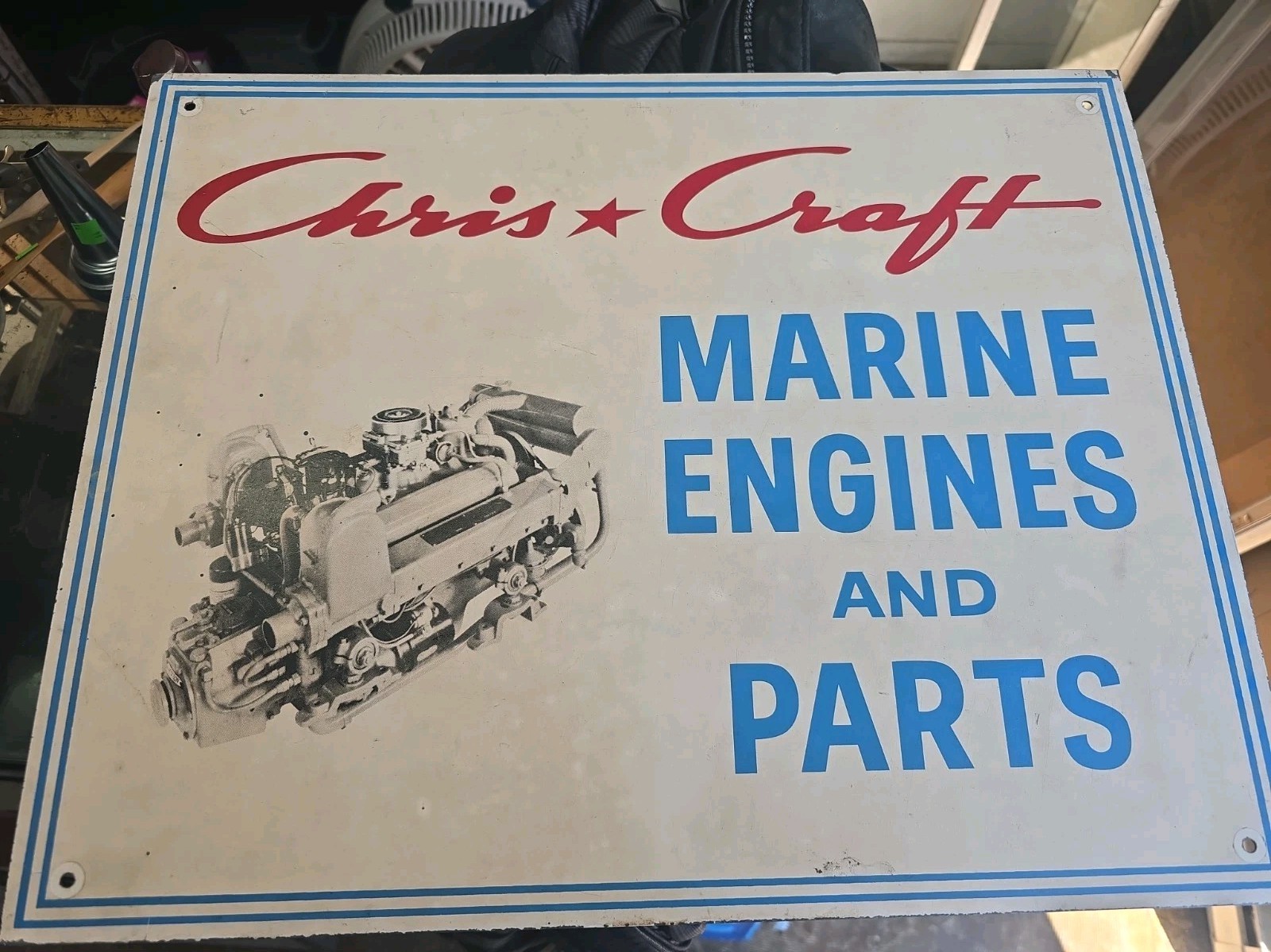 Vintage 1950s/60s Original Chris Craft Marine Engines & Parts Metal Sign Boating
