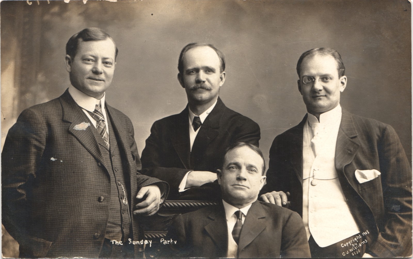 BILLY SUNDAY & FRIENDS c1910 postcard portrait real photo rppc christian evang.
