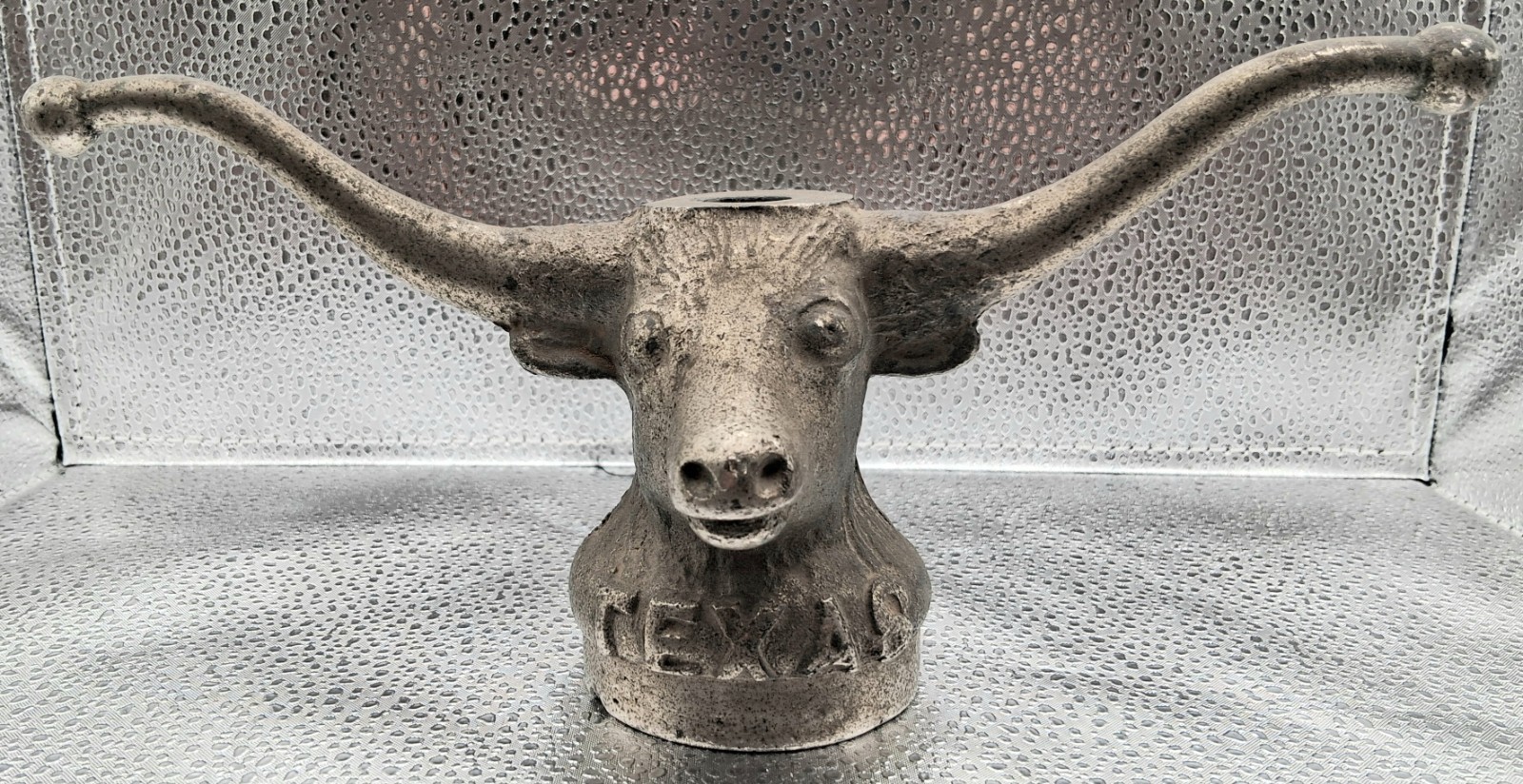 Vintage Texas Longhorn Steer Radiator Cap Mascot Ornament Cast Metal 9\