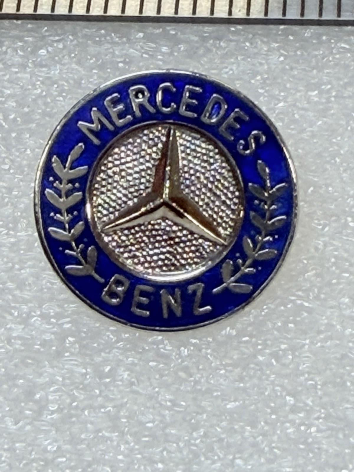 VTG MERCEDES BENZ Pin Logo Enamel Silver Tone Blue Hat Pin VG Cond