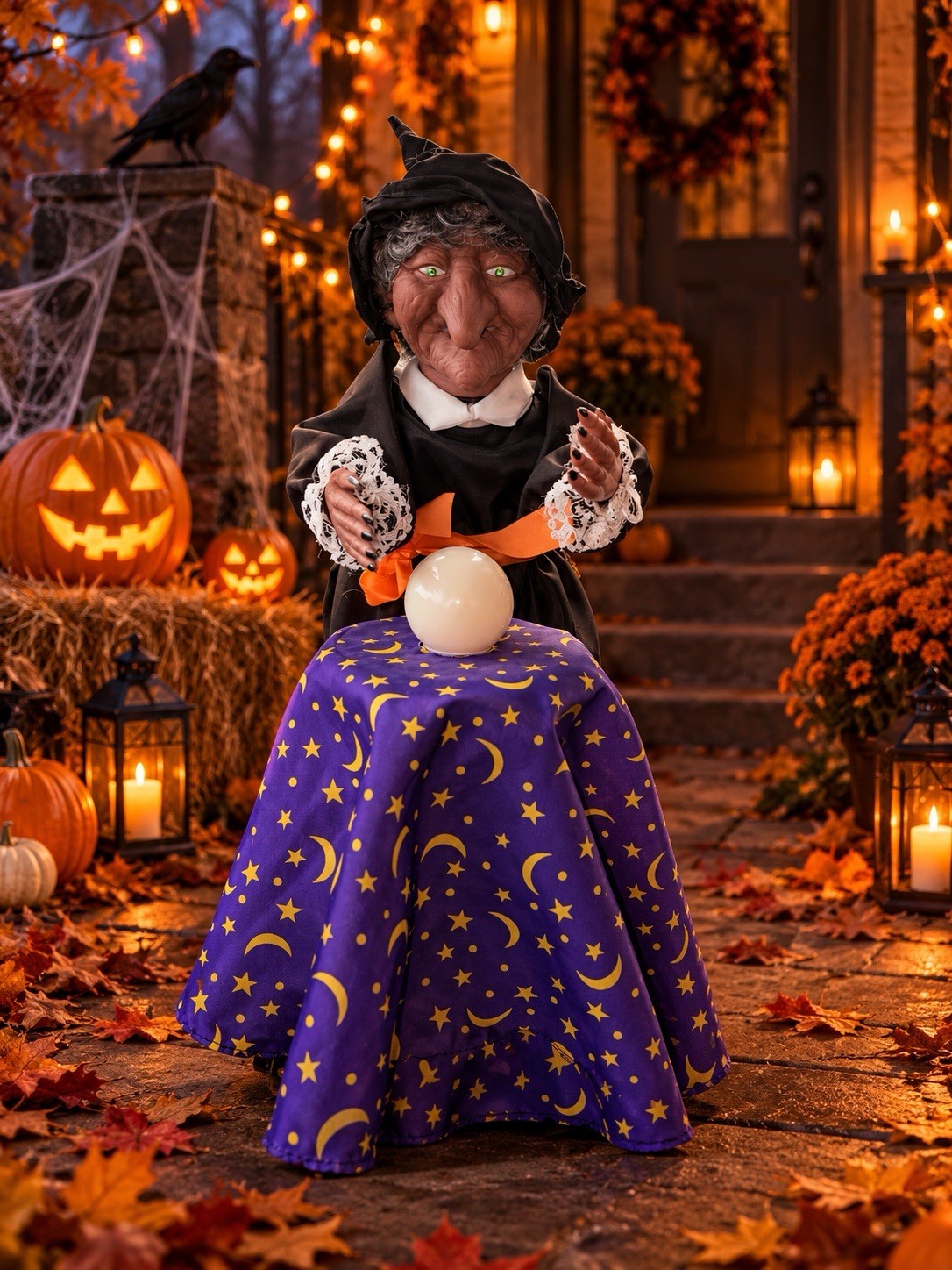 Vintage Gemmy Fortune Teller Witch Animated Crystal Ball Halloween Tested Works