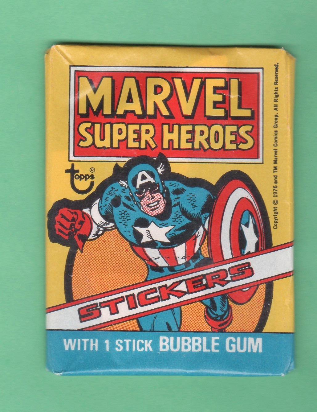 1976 Topps Marvel Super Heroes Stickers Wax Pack Captain America